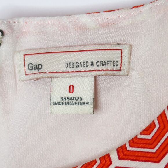 GAP Womens Mini Dress Size 0 Orange‎ Geometric Retro 60s Event Office - Picture 3 of 8